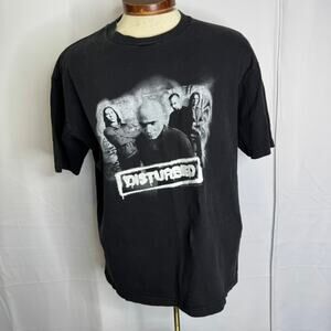 Disturbed Vintage 2000s Band Tee Cygnus Tag Black Graphic T-Shirt XL